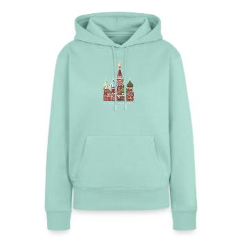 Moskau, Handgezeichnete Basiliuskathedrale - Frauen Premium Bio Hoodie - Mint  - Vorne - Julia (174cm)