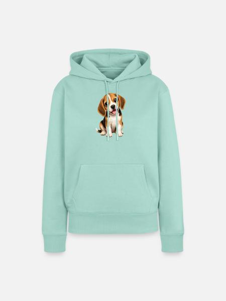 Süßer Beagle Welpe Hund Cartoon - Frauen Premium Bio Hoodie - Mint 