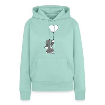 Ballon Cœur Amour Lapin Haeschen Lapin Klei - Sweat à capuche Premium bio Femme - menthe  - Devant - Julia (174cm)