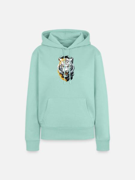 Flammen-Tiger Weißer Krieger - Frauen Premium Bio Hoodie - Mint
