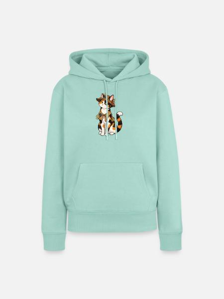 Calico-Katze verkleidet sich als Vogelscheuche - Frauen Premium Bio Hoodie - Mint
