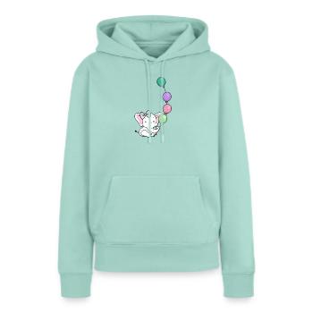 Éléphant Ballon Pastel - Sweat à capuche Premium bio Femme - menthe  - Devant - Julia (174cm)