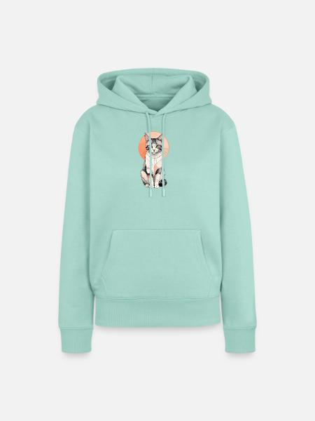 Geometrische Katzenpose im Orbit - Frauen Premium Bio Hoodie - Mint