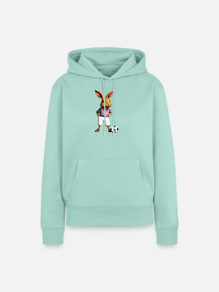 Hasen Fussball / Kaninchen Fussballer - Frauen Premium Bio Hoodie - Mint