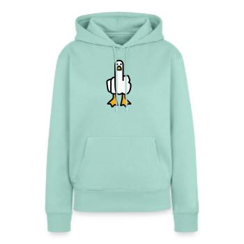 Oie de déclaration - Sweat à capuche Premium bio Femme - menthe  - Devant - Julia (174cm)