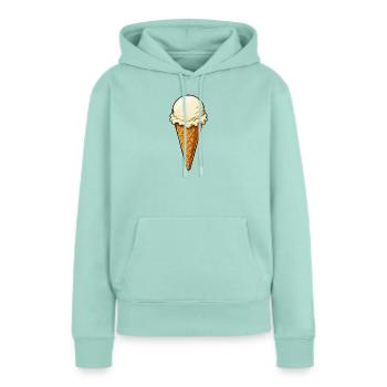Une cuillère de glace à la vanille - Sweat à capuche Premium bio Femme - menthe  - Devant - Julia (174cm)