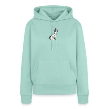 Lapin tacheté - Sweat à capuche Premium bio Femme - menthe  - Devant - Julia (174cm)