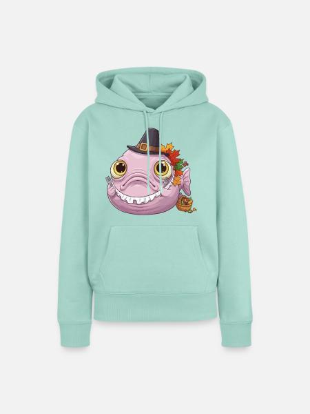 Lustiger Blobfisch - Herbst und Erntedank - Frauen Premium Bio Hoodie - Mint
