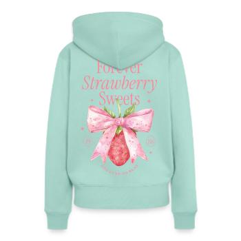 Coquette Schleife Erdbeere Vintage - Frauen Premium Bio Hoodie - Mint  - Hinten - Julia (174cm)