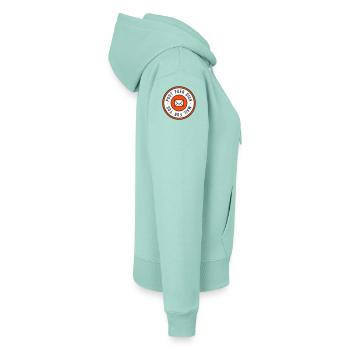 Post fuer dich dreifarbig - Frauen Premium Bio Hoodie - Mint  - Rechts - Julia (174cm)