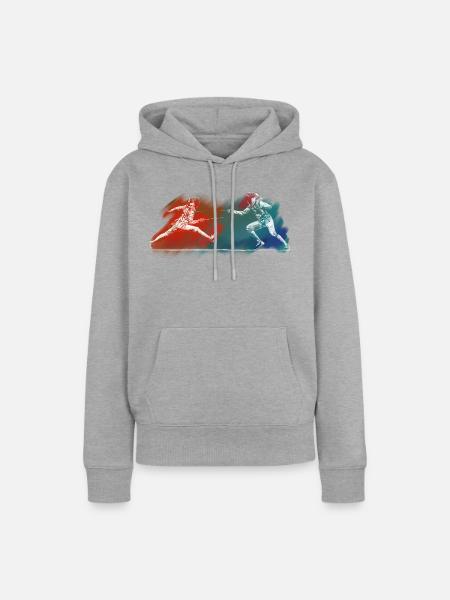 Fechten - Frauen Premium Bio Hoodie - Grau meliert