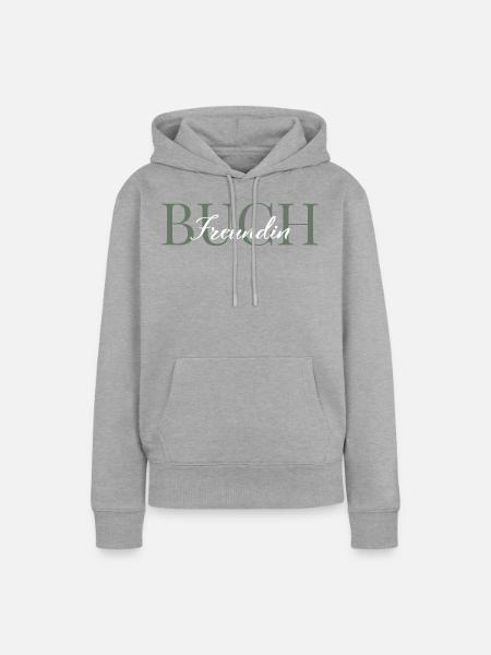 Buchfreundin grün-weiß - Frauen Premium Bio Hoodie - Grau meliert