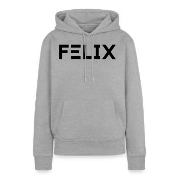 Prénom Felix - Sweat à capuche Premium bio Femme - gris chiné - Devant - Selfina (174cm)