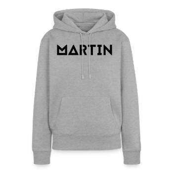 Prénom Martin - Sweat à capuche Premium bio Femme - gris chiné - Devant - Selfina (174cm)