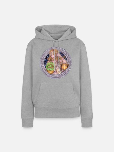 Zodiac Sign Sternzeichen Waage Libra Geschenk - Frauen Premium Bio Hoodie - Grau meliert
