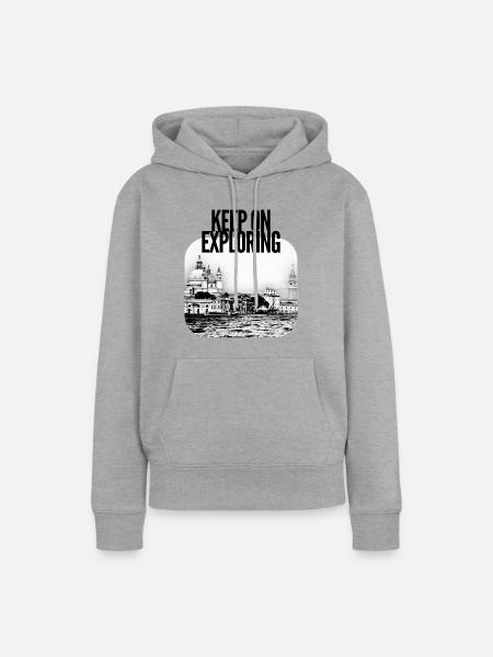 Exploring Venezia Stadtbild - Frauen Premium Bio Hoodie - Grau meliert