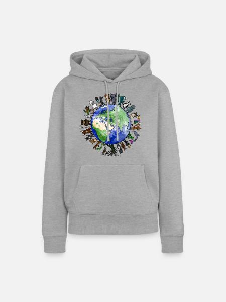 Lebendiger Planet - Biodiversität - Frauen Premium Bio Hoodie - Grau meliert