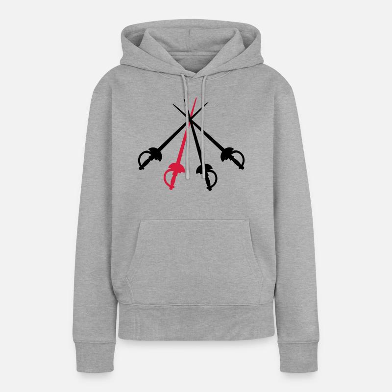 moschettieri - Felpa con cappuccio ecologica premium da donna - grigio melange