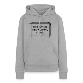 Hier könnte Ihre Werbung stehen - Frauen Premium Bio Hoodie - Grau meliert - Vorne - Selfina (174cm)