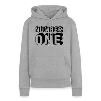 Nummer - 1 - Frauen Premium Bio Hoodie - Grau meliert - Vorne - Selfina (174cm)