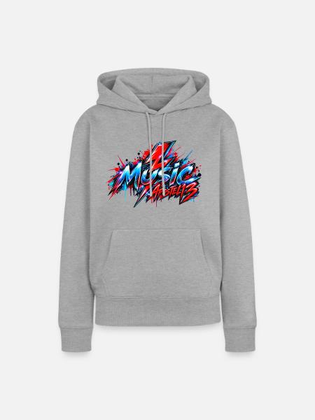 Music – Retro Lightning Bolt Design - Frauen Premium Bio Hoodie - Grau meliert