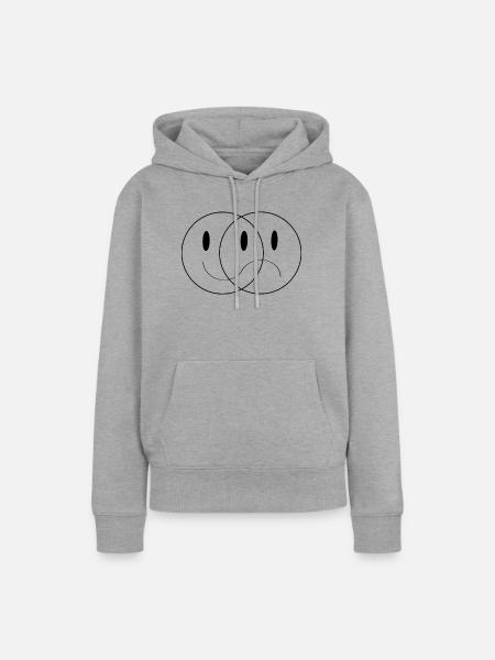 Sad-Smile - Frauen Premium Bio Hoodie - Grau meliert