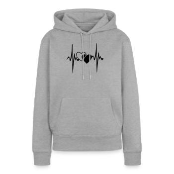Deux cœurs battent - Sweat à capuche Premium bio Femme - gris chiné - Devant - Selfina (174cm)