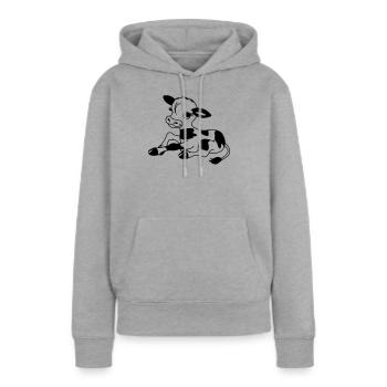 Kalb - Frauen Premium Bio Hoodie - Grau meliert - Vorne - Selfina (174cm)