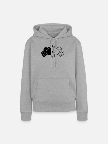 Boxboxhandschuhe Kontakt mit Blitz - Frauen Premium Bio Hoodie - Grau meliert