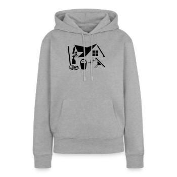 Reiniger Fensterreiniger Logo für Firmenkleidung - Frauen Premium Bio Hoodie - Grau meliert - Vorne - Selfina (174cm)