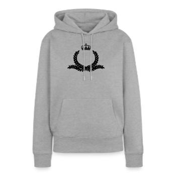 Couronne de laurier ornée avec couronne - Sweat à capuche Premium bio Femme - gris chiné - Devant - Selfina (174cm)