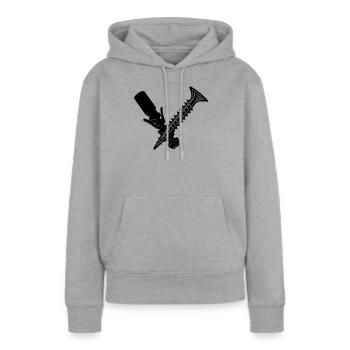 Visser et bouchon - Sweat à capuche Premium bio Femme - gris chiné - Devant - Selfina (174cm)