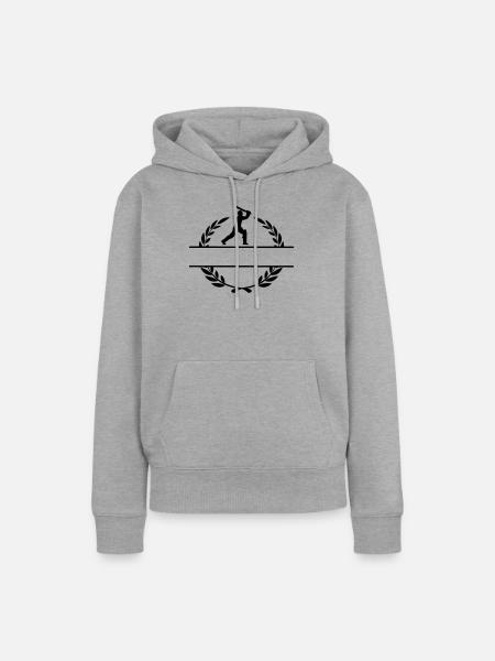 Cricketspieler im Lorbeerkranz - Frauen Premium Bio Hoodie - Grau meliert