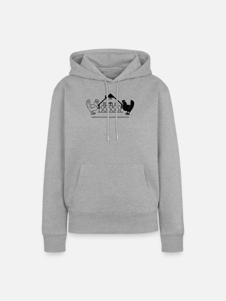 Dunkles und helles Hühnermonogramm-Logo - Frauen Premium Bio Hoodie - Grau meliert