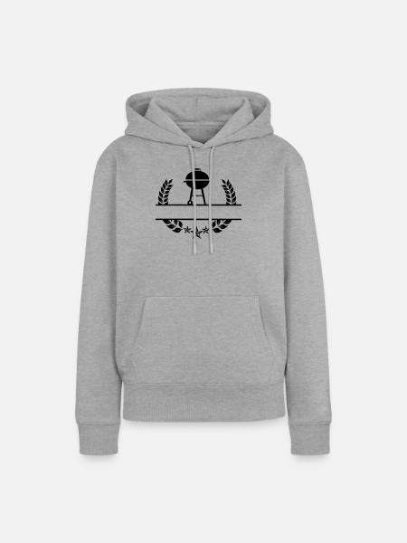 BBQ Monogramm Lorbeerkranz - Frauen Premium Bio Hoodie - Grau meliert