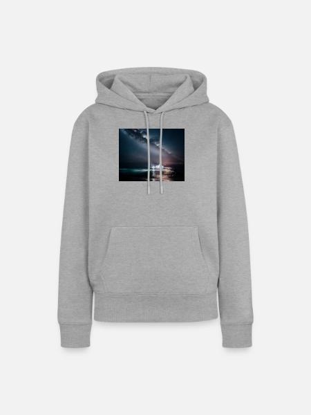 Shiff bei Nacht - Frauen Premium Bio Hoodie - Grau meliert