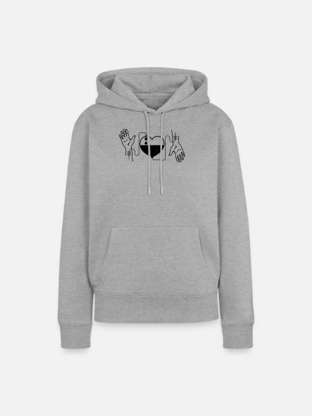 Blutspendende Herzhände - Frauen Premium Bio Hoodie - Grau meliert