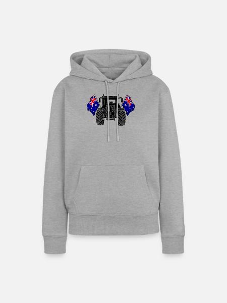 Traktor zwei Flaggen Australien - Frauen Premium Bio Hoodie - Grau meliert