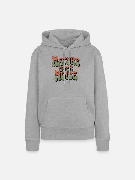 Abenteuer - Natur statt Lärm - Frauen Premium Bio Hoodie - Grau meliert