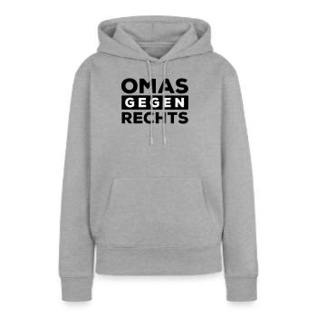 Les mamies contre la droite - Sweat à capuche Premium bio Femme - gris chiné - Devant - Selfina (174cm)
