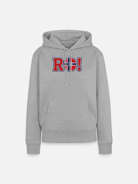 RO! Norwegisches "besticktes" Unterstützerdesign - Frauen Premium Bio Hoodie - Grau meliert