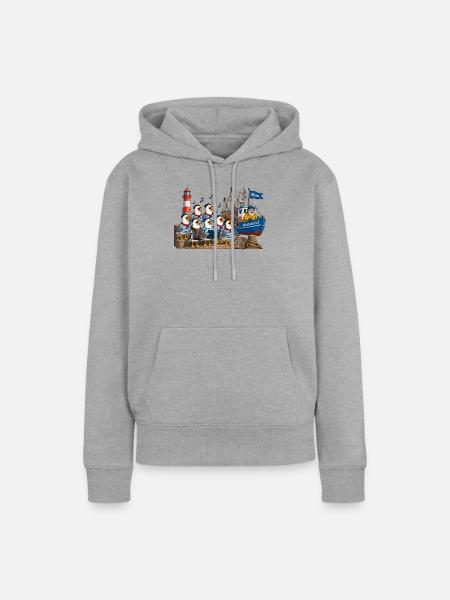 Seemöwen Chor - Frauen Premium Bio Hoodie - Grau meliert