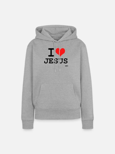 jesus - Frauen Premium Bio Hoodie - Grau meliert
