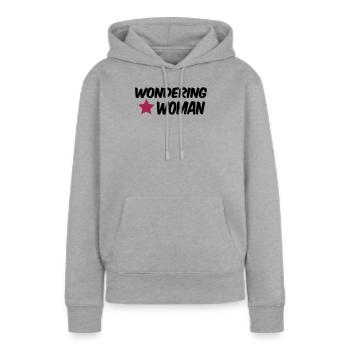 femme demande - Sweat à capuche Premium bio Femme - gris chiné - Devant - Selfina (174cm)