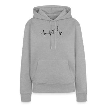 Katzen-Rettungsleine - Frauen Premium Bio Hoodie - Grau meliert - Vorne - Selfina (174cm)