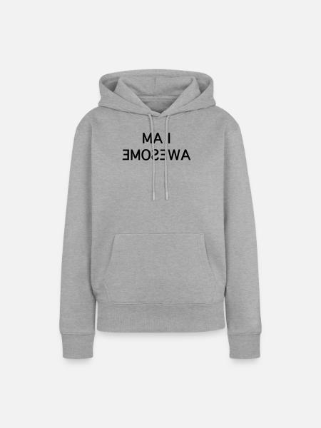 I Am Awesome – Spaßiger Spiegeltext - Frauen Premium Bio Hoodie - Grau meliert