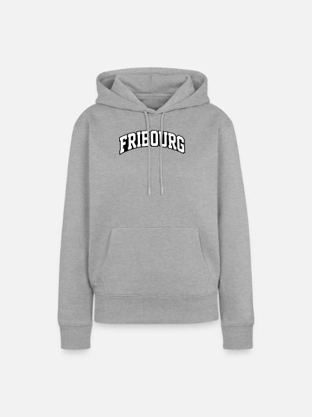 Fribourg Arch Schriftzug - Frauen Premium Bio Hoodie - Grau meliert