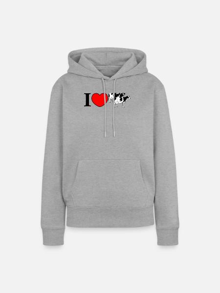 Herzkuh Emblem - Frauen Premium Bio Hoodie - Grau meliert