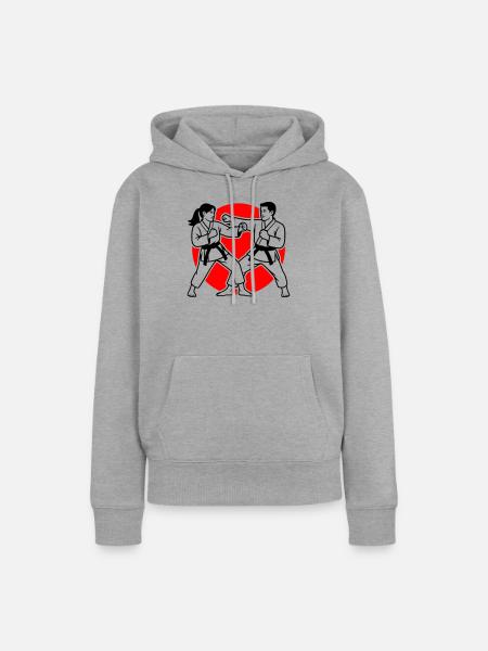 Karate Kumite - Frauen Premium Bio Hoodie - Grau meliert
