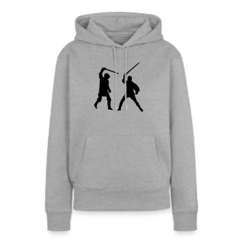 Epée de combat - Sweat à capuche Premium bio Femme - gris chiné - Devant - Selfina (174cm)